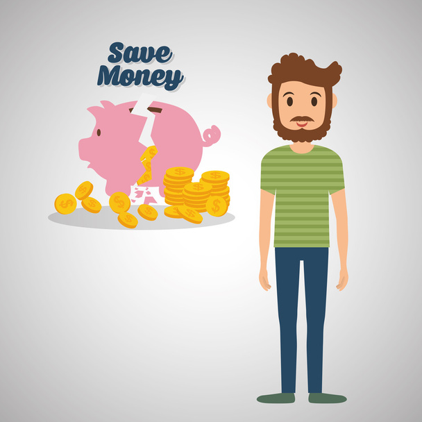 Salvar design de dinheiro. Rubrica financeira. Ilustração colorida, vecto
 - Vetor, Imagem