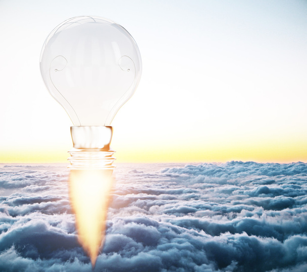 Rocket ship lightbulb startup concept - Zdjęcie, obraz