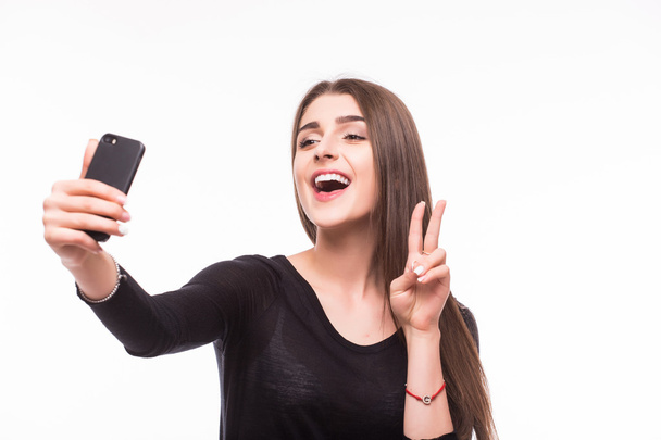Selfie, όμορφο κορίτσι λαμβάνονται εικόνες του εαυτού της, - Φωτογραφία, εικόνα