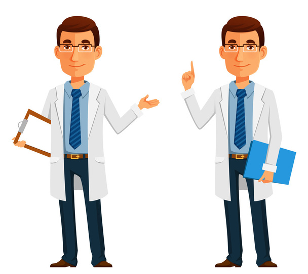 cartoon illustration of a friendly young doctor - Vector, Image