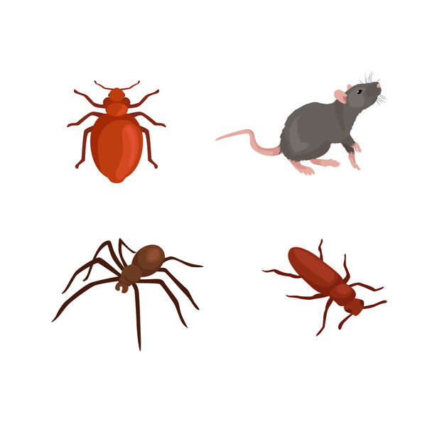 Pest control concept with insects exterminator silhouette flat vector illustration - Vector, afbeelding