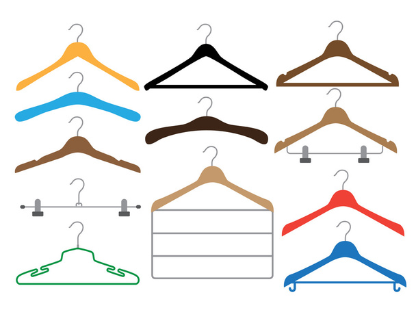 Coat hangers set on the white background - Vecteur, image