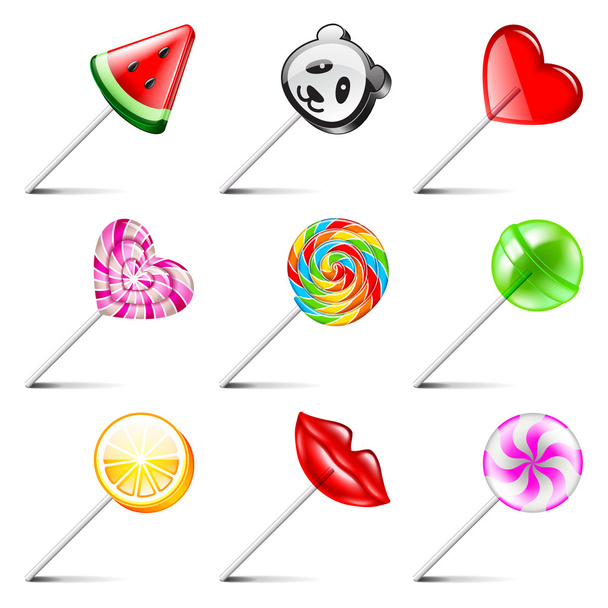 Lollipop icons vector set - Vector, Image