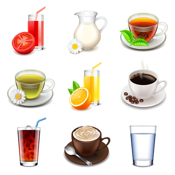 Non-alcoholic icons vector set - Vecteur, image