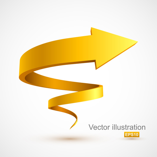 Yellow spiral arrow 3D - Vector, Image