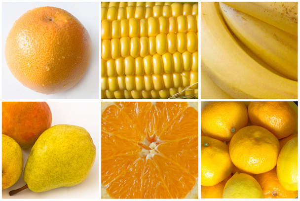Коллаж желтых фруктов и овощей
 - Фото, изображение