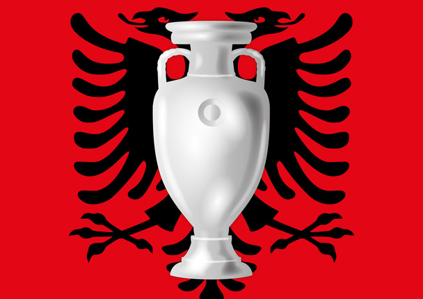 σημαία της Αλβανίας με Ευρωπαϊκό Ποδόσφαιρο Κύπελλο - Διάνυσμα, εικόνα