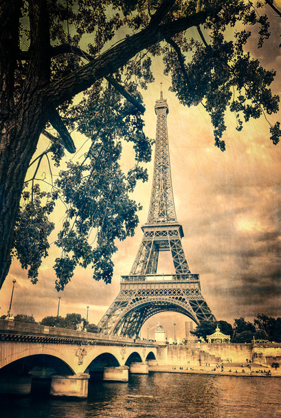 Eiffel toren monochroom vintage - Foto, afbeelding