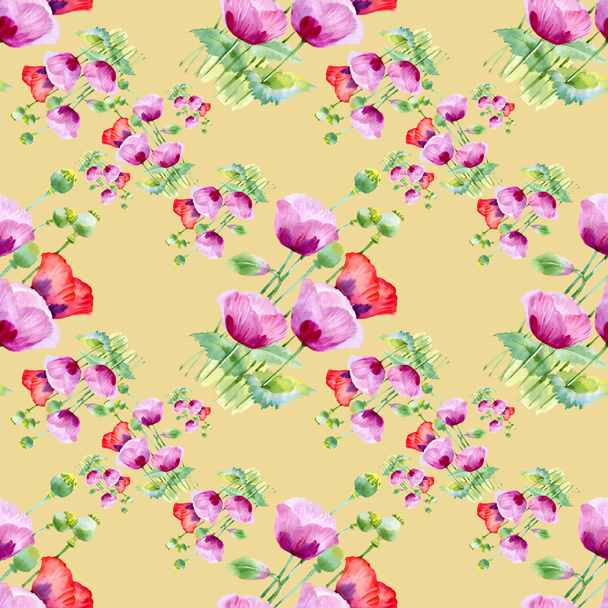 Seamless pattern with poppy flowers - Foto, Imagen