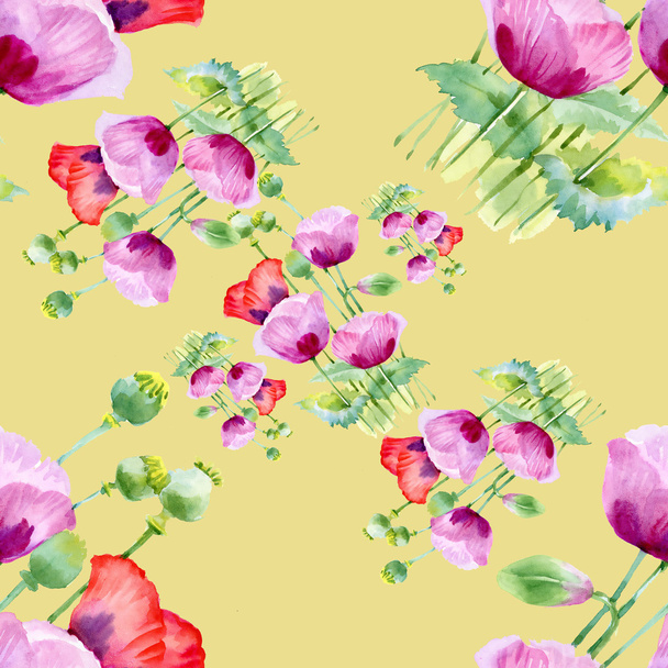 Seamless pattern with poppy flowers - 写真・画像