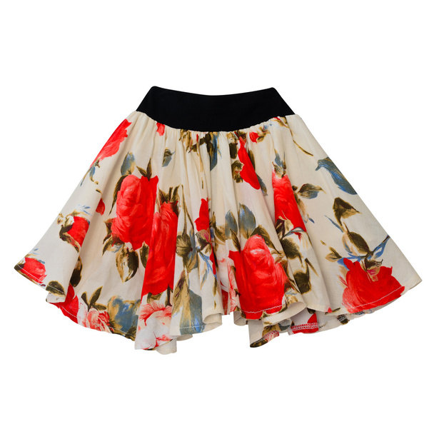Skirt with red roses print isolated on white with working path - Photo, Image