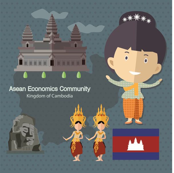 Οικονομικών του ASEAN κοινότητα Aec Καμπότζη - Διάνυσμα, εικόνα