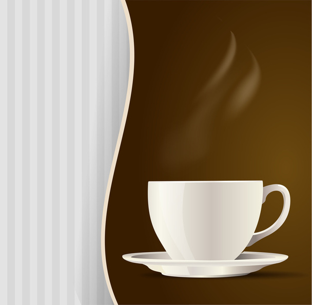 white cup tea or coffee menu background. vector illustration - Vetor, Imagem