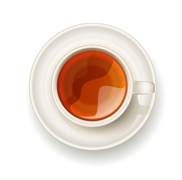 tea white cup top view vector illustration - Vetor, Imagem