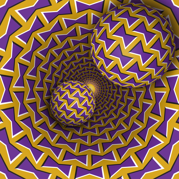Illustration d'illusion optique. Deux balles se déplacent sur l'entonnoir rotatif
. - Vecteur, image