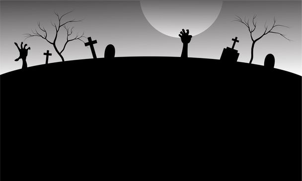 Silueta del cementerio en Halloween
 - Vector, imagen