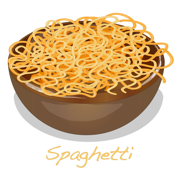 Паста. Спагетти в тарелке
. - Вектор,изображение