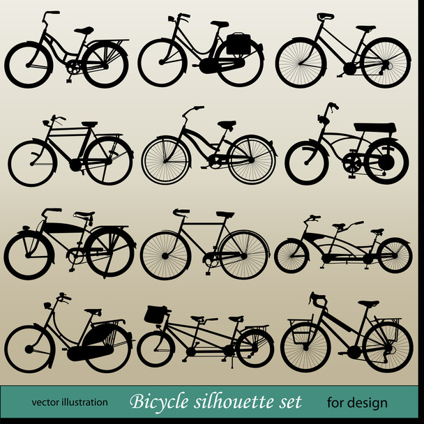 Vector bicycle silhouette set - Vector, Image