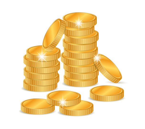 stack of coins isolated on a white background - Vector, Image