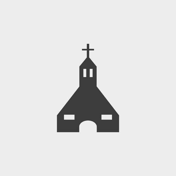 Kirchensymbol in flachem Design in schwarzer Farbe. Vektorabbildung eps10 - Vektor, Bild