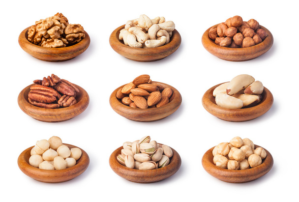ořechy kolekce izolovaných na bílém pozadí - Fotografie, Obrázek