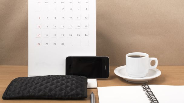 office desk : coffee with phone,calendar,notepad - Фото, зображення