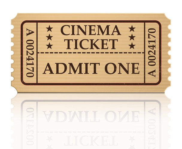 εικονογράφηση φορέας εισιτήριο κινηματογράφου που απομονώνονται σε λευκό φόντο - Διάνυσμα, εικόνα