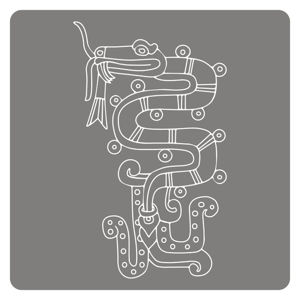 アステカのコーデックスからのシンボルのモノクロ アイコン   - ベクター画像