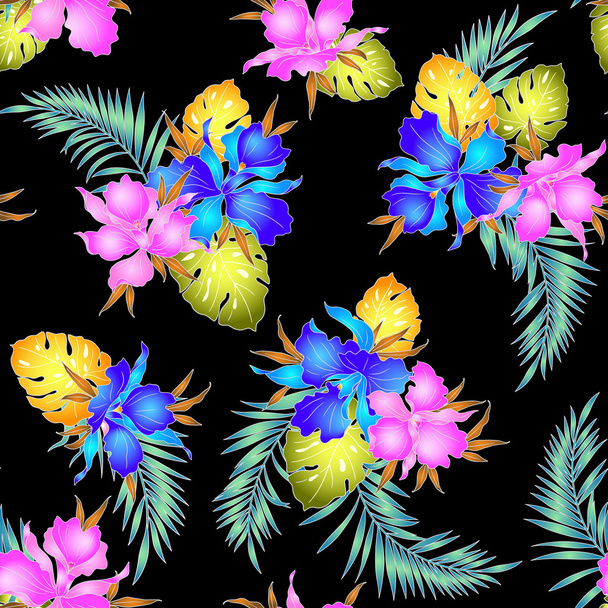 Tropische orchidee patroon - Vector, afbeelding