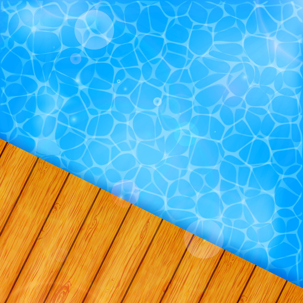 Summer background with sea and wooden planks - Vector, Image