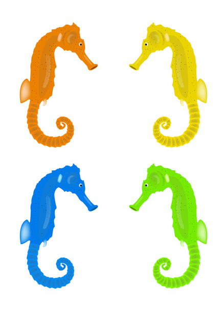 Vier zeepaardjes geïsoleerde pictogram op de witte achtergrond. Vectorillustratie - Vector, afbeelding
