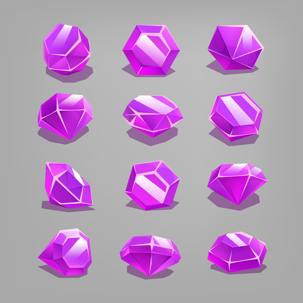 Set of cartoon pink gems.   - Vektor, obrázek