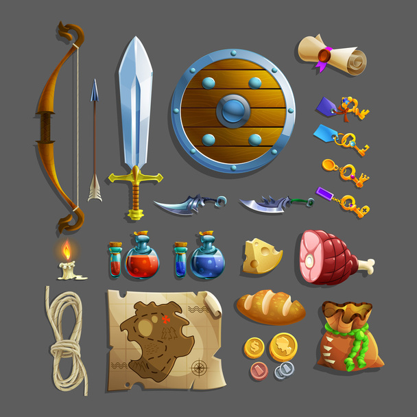 Conjunto de ícones para o jogo
  - Vetor, Imagem