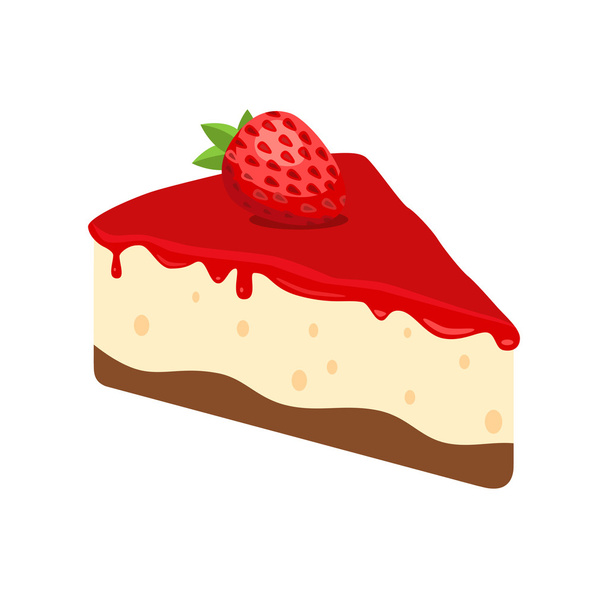 Cheesecake with Strawberry - Vector, Image