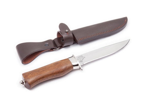 manico in legno coltello da caccia e guaina isolato
 - Foto, immagini
