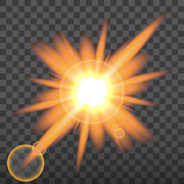 Light Effect realistinen linssi flash elementti. Läpinäkyvä muotoilu. Aurinko
 - Vektori, kuva