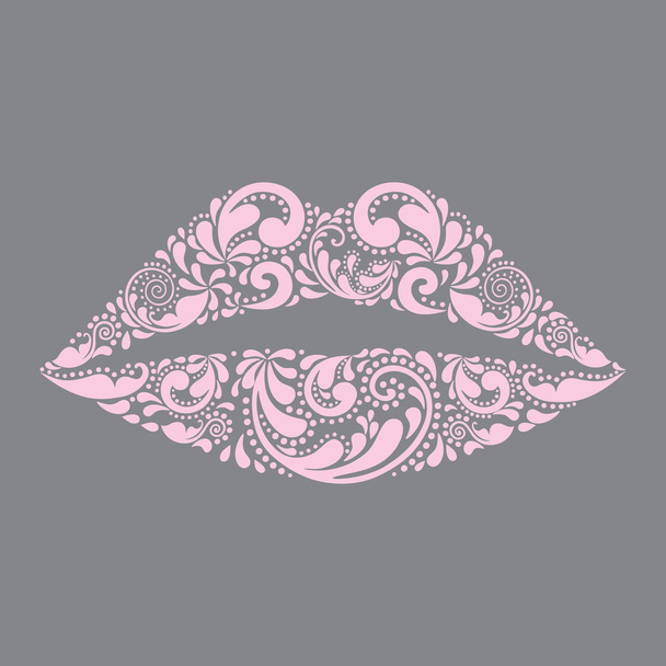 Pink lips vector. Fashion and beauty. Print for T-shirt.  - Vector, Image