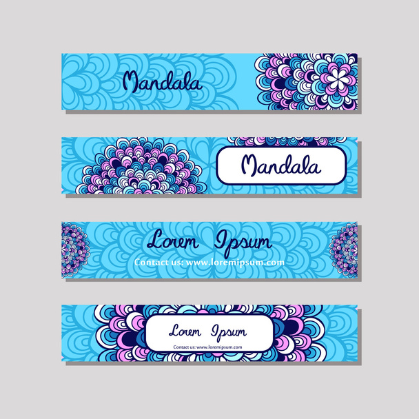 Visiting card and business card set. Abstract oriental design Layout. Front page and back page. - Vector, Image