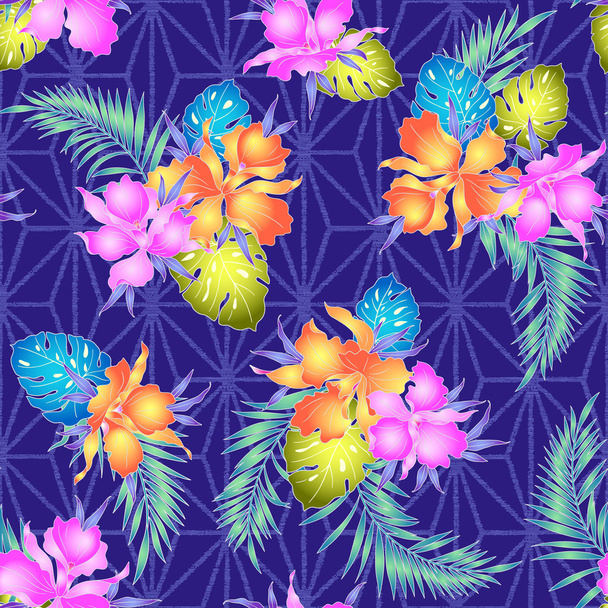 Tropische orchidee patroon - Vector, afbeelding