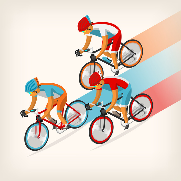 Ihmiset ratsastus pyörä täydellä nopeudella
 - Vektori, kuva