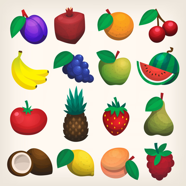 Ícones de frutas e bagas
 - Vetor, Imagem