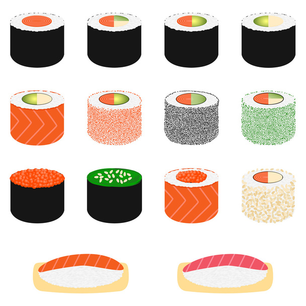 Conjunto de sushi, ilustración vectorial
 - Vector, imagen