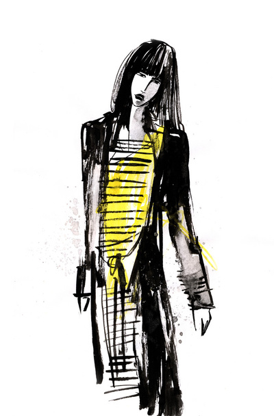 sketch of fashionable girl illustration - Valokuva, kuva