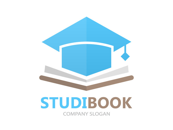 Vektör kitap ve öğrenci cap logo kavramı - Vektör, Görsel