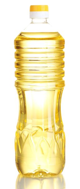 Sunflower oil in a plastic bottle isolated on white background - Fotoğraf, Görsel
