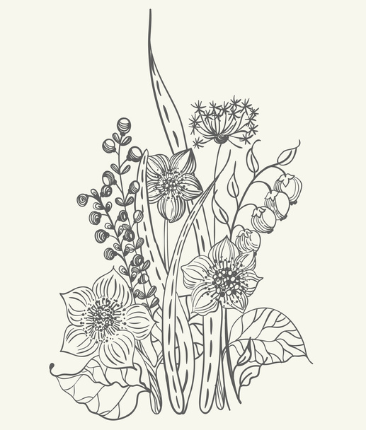 Stylish floral doodle background - Вектор,изображение