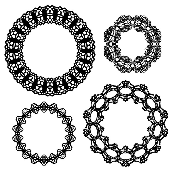 Set of round lacy doilies - Vector, Image