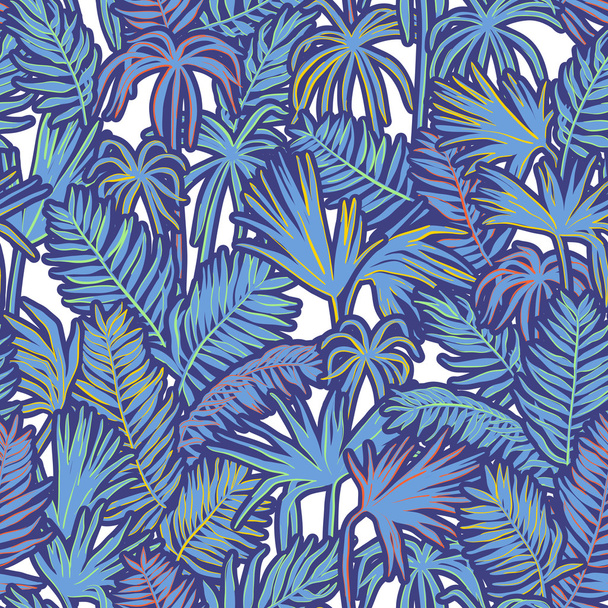 vector seamless graphical artistic topical foliage pattern - ベクター画像