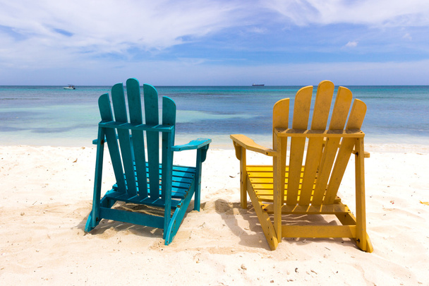 colorful chairs on caribbean coast - Photo, Image