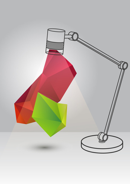 Illustration der Lampe mit 3D-Elementen - Vektor, Bild